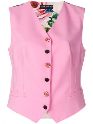 Jewel button floral back waistcoat Dolce & Gabbana. Цвет: розовый и фиолетовый