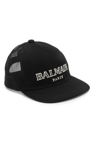 Хлопковая бейсболка с логотипом бренда Balmain. Цвет: черный