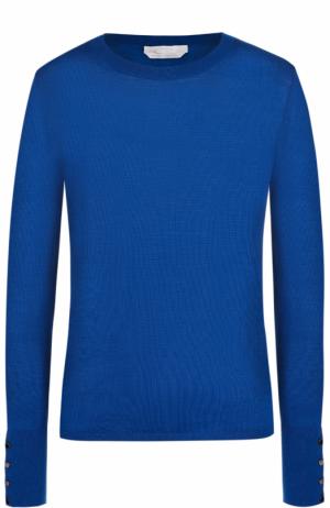 Однотонный шерстяной пуловер с круглым вырезом BOSS. Цвет: синий
