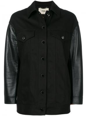 Джинсовая куртка с вышивкой Karlito Fendi. Цвет: чёрный