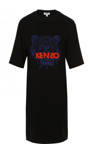 Платье-футболка с логотипом бренда Kenzo. Цвет: черный