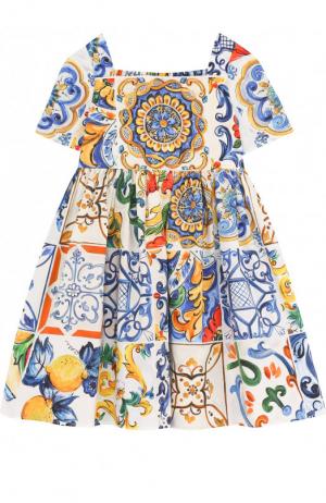Хлопковое платье с принтом Dolce & Gabbana. Цвет: разноцветный