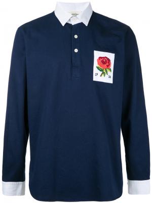 Рубашка-поло с вышитым цветком Kent & Curwen. Цвет: синий