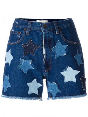 Джинсовые шорты со звездами Faith Connexion. Цвет: синий