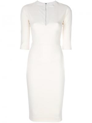 Приталенное вечернее платье с V-образной горловиной Victoria Beckham. Цвет: белый