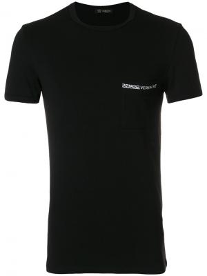 Пижамная футболка с логотипом Versace. Цвет: чёрный
