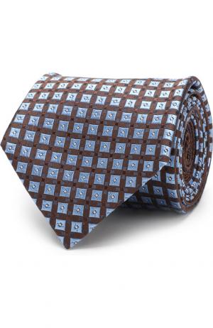 Шелковый галстук с узором Ermenegildo Zegna. Цвет: темно-коричневый