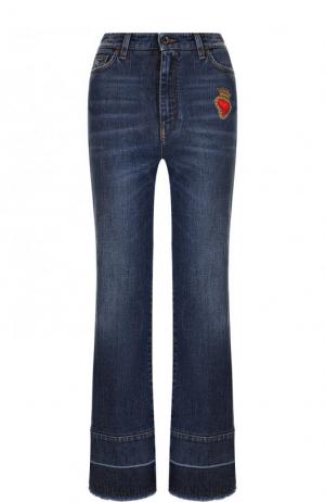 Укороченные расклешенные джинсы с потертостями Dolce & Gabbana. Цвет: синий