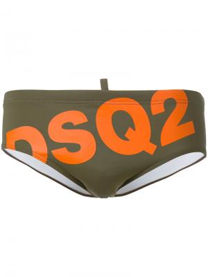 Плавки с принтом логотипа Dsquared2. Цвет: зелёный