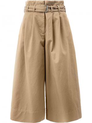 Укороченные широкие брюки Maison Margiela. Цвет: коричневый