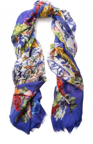 Шелковый шарф с принтом Dolce & Gabbana. Цвет: синий
