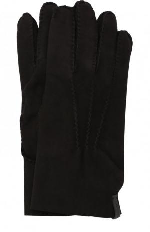Кожаные перчатки Emporio Armani. Цвет: черный