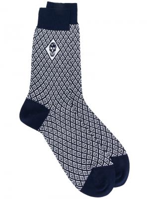 Носки с геометрическим узором Alexander McQueen. Цвет: синий