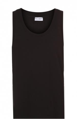 Комплект из двух хлопковых маек с круглым вырезом Dolce & Gabbana. Цвет: черный