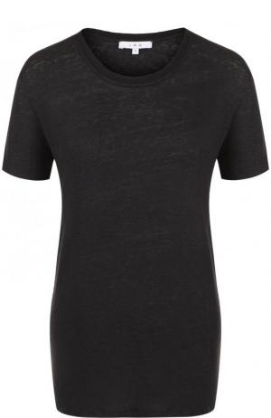 Удлиненная льняная футболка с круглым вырезом Iro. Цвет: черный
