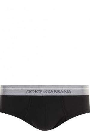 Хлопковые хипсы с широкой резинкой Dolce & Gabbana. Цвет: черный