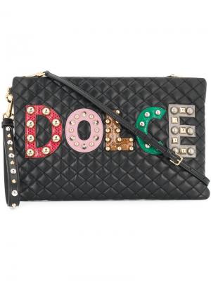 Стеганый клатч с логотипом Dolce & Gabbana. Цвет: чёрный