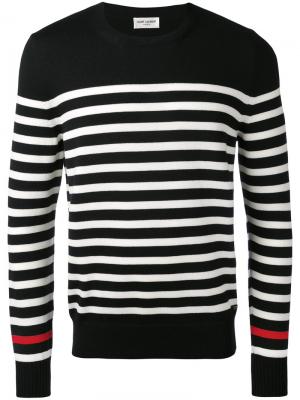 Трикотажный свитер в полоску Saint Laurent. Цвет: чёрный